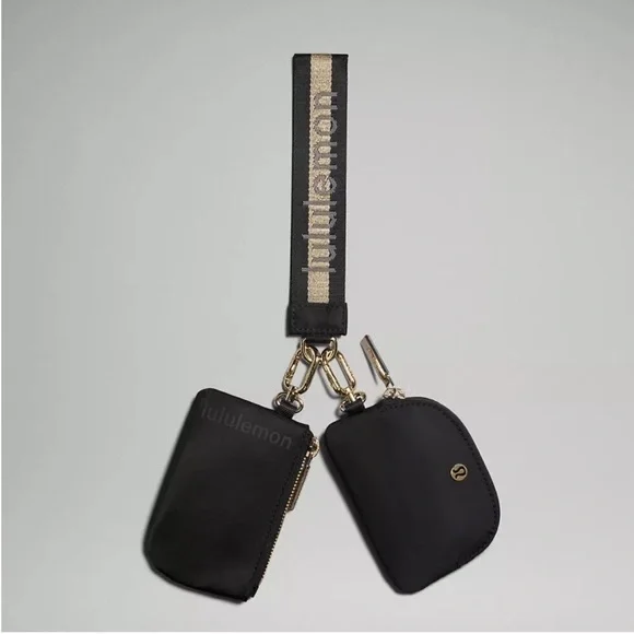 Lululemon Dual Pouch Wristlet **black & gold*** - Picture 1 of 7
